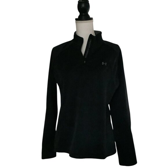 Under Armour 1/4 Zip Black Soft Shell Fitted Jacket Women’s Size Medium - Picture 1 of 8